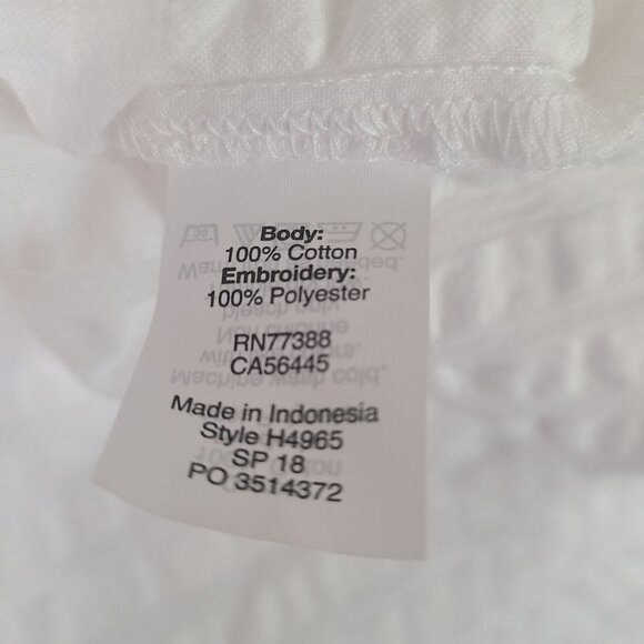 J Crew Top Womens MED White Red Floral Embroidered Seersucker Textured Blouse - Picture 7 of 9